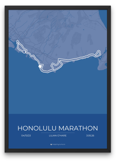 Honolulu Marathon Poster - Mapmyruns - Custom Marathon Poster