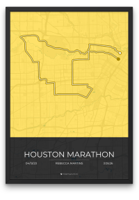 Houston Marathon Gold - Mapmyruns - Custom Marathon Poster