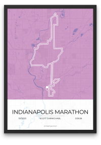 Indianapolis Marathon Purple - Mapmyruns - Custom Marathon Poster