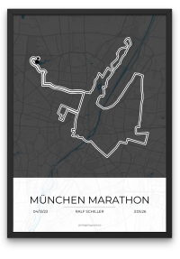 München Marathon Dark - Mapmyruns - Custom Marathon Posters