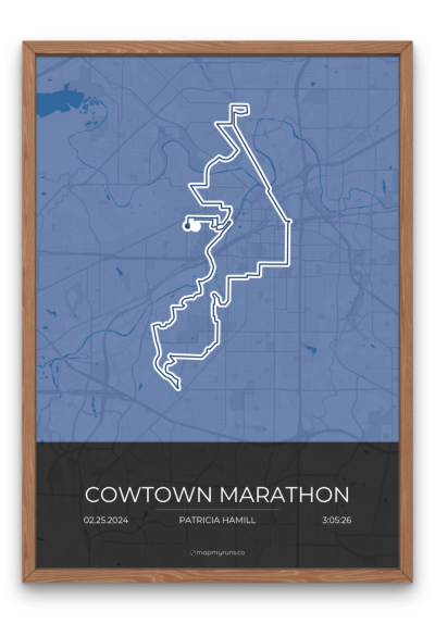 Mapmyruns.co - Custom Marathon maps - Cowtown Marathon Poster