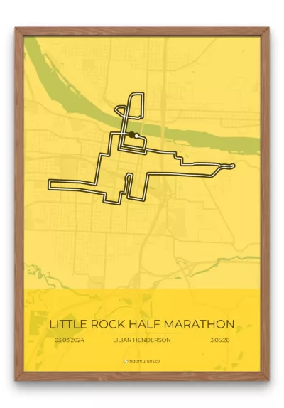 Mapmyruns.co - Custom Marathon Posters - Little Rock Half marathon Quick Gold Full Color