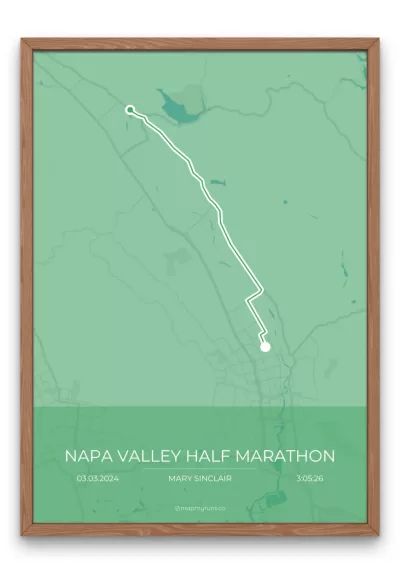 Mapmyruns.com - Custom Marathon Maps - Napa Valley Half Marathon Lively Green Full Color