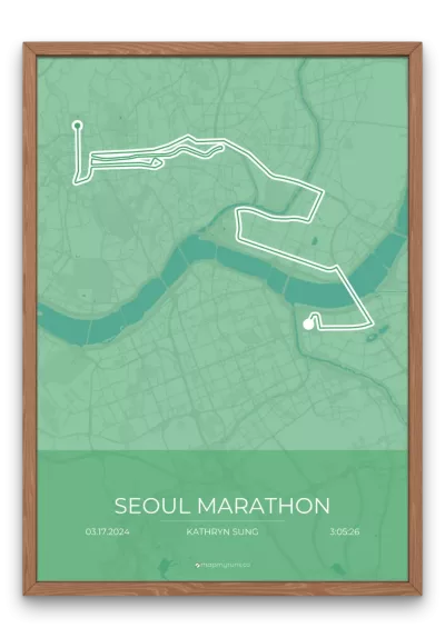 mapmyruns.co - custom marathon posters - seoul marathon lively green full color style