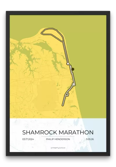 mapmyruns.co - Custom marathon maps - Shamrock Marathon Quick Gold Bright Mode