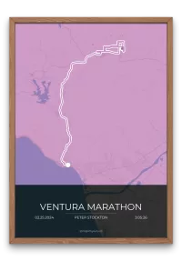 Mapmyruns.co - Custom Marathon Maps - Ventura Marathon Purple - Dark Mode