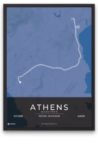 Athens Marathon poster - mapmyruns.co - custom marathon posters