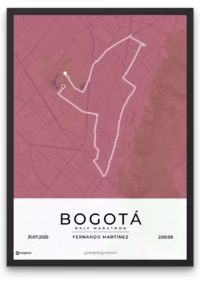 Bogotá Half Marathon poster - mapmyruns.co - custom half marathon posters