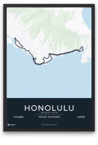Honolulu Marathon poster - mapmyruns.co - custom marathon maps