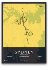 Sydney Marathon poster - mapmyruns.co - custom marathon posters