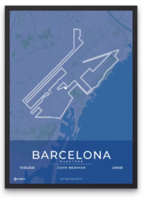 Barcelona Marathon Blue - mapmyruns.co - custom marathon posters