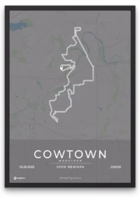 Cowtown Marathon Silver - mapmyruns.co - custom marathon posters