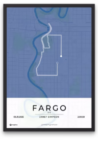 Fargo 5K Blue - mapmyruns.co - custom 5k posters