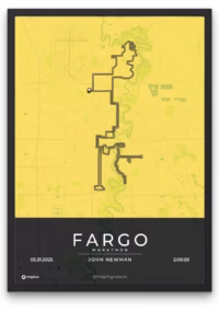 Fargo Marathon Gold - mapmyruns.co - custom marathon posters