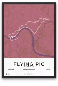 Flying Pig Marathon Red - mapmyruns.co - custom marathon posters