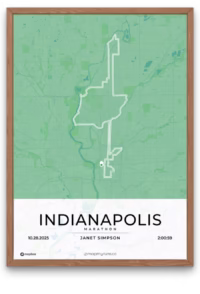 Indianapolis Marathon Green - mapmyruns.co - custom marathon posters