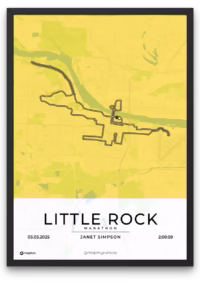 Little Rock Marathon Gold - mapmyruns.co - custom marathon posters